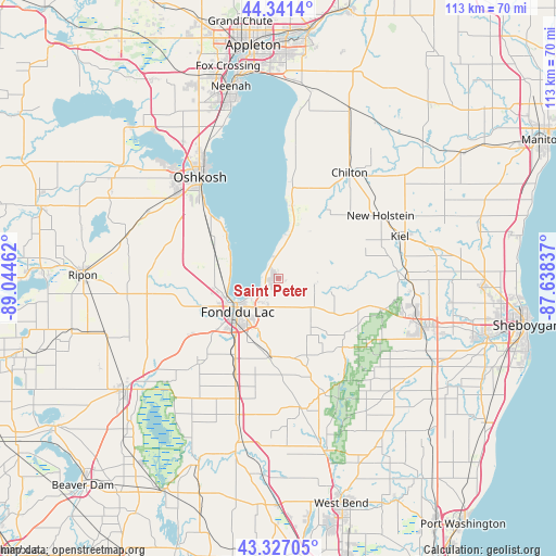 Saint Peter on map