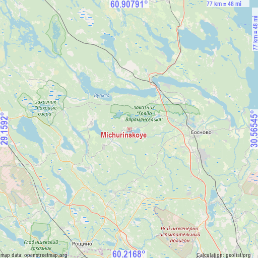 Michurinskoye on map