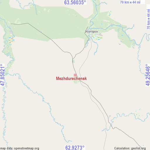 Mezhdurechensk on map