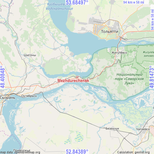 Mezhdurechensk on map