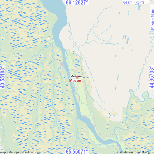 Mezen’ on map