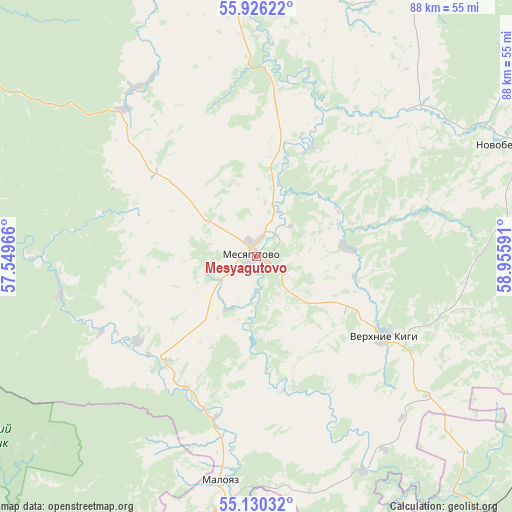 Mesyagutovo on map