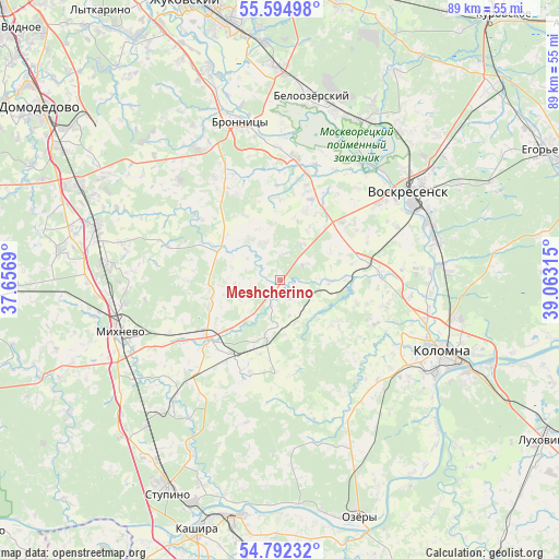 Meshcherino on map