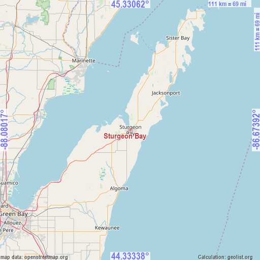 Sturgeon Bay on map