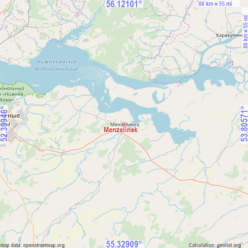 Menzelinsk on map