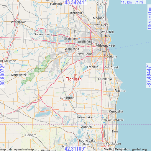 Tichigan on map