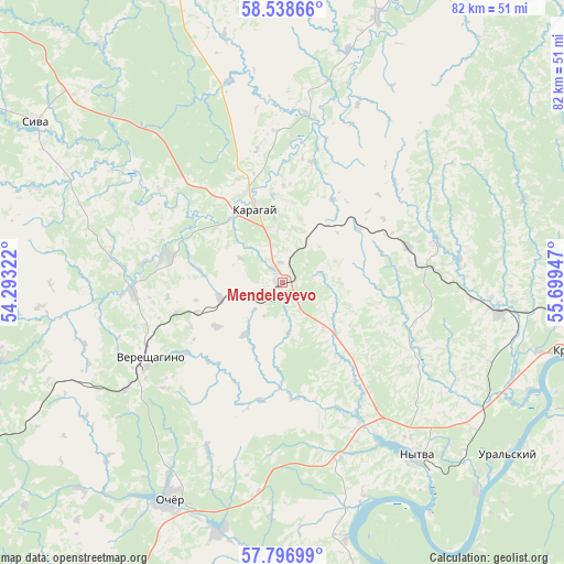 Mendeleyevo on map