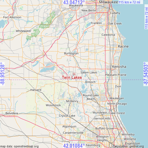 Twin Lakes on map