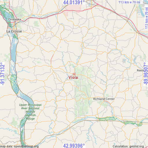 Viola on map