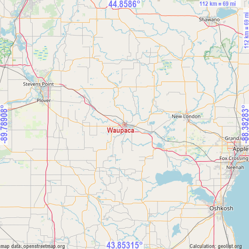 Waupaca on map