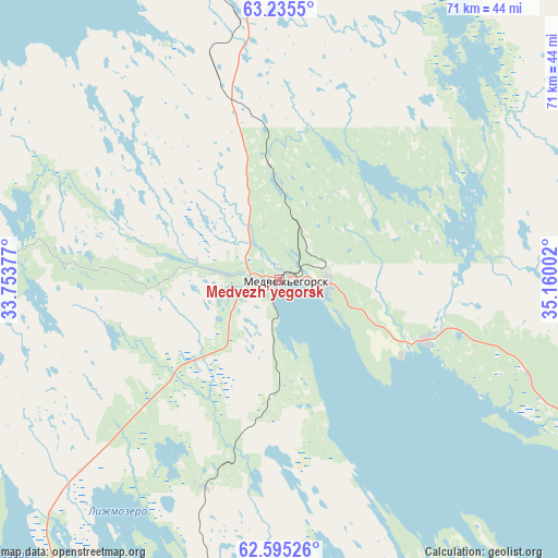 Medvezh’yegorsk on map