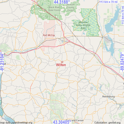 Wilton on map