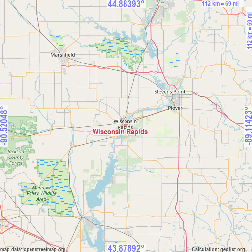 Wisconsin Rapids on map