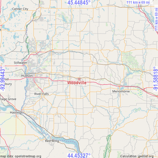 Woodville on map