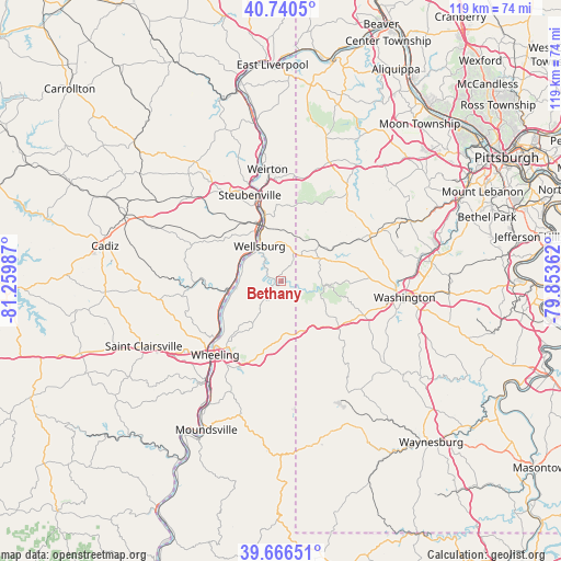 Bethany on map