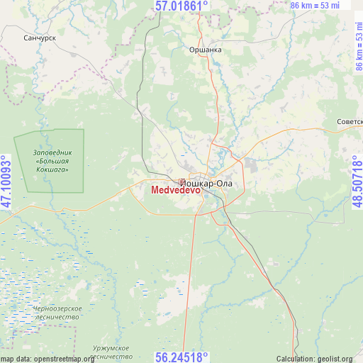 Medvedevo on map