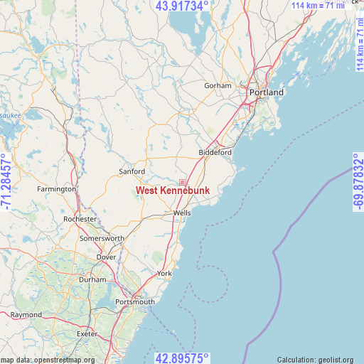 West Kennebunk on map