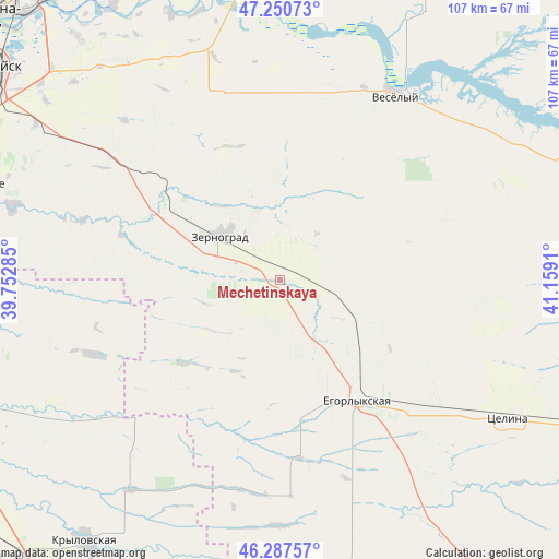 Mechetinskaya on map