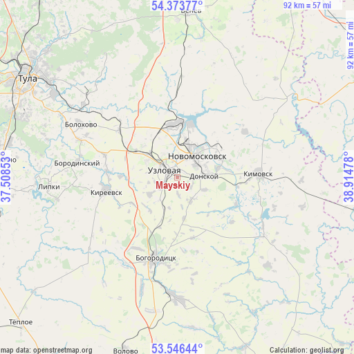 Mayskiy on map
