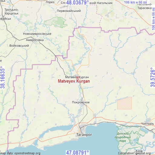 Matveyev Kurgan on map