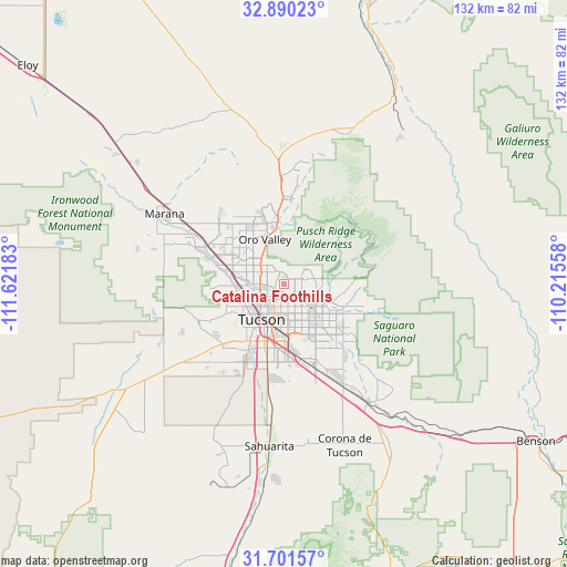 Catalina Foothills on map