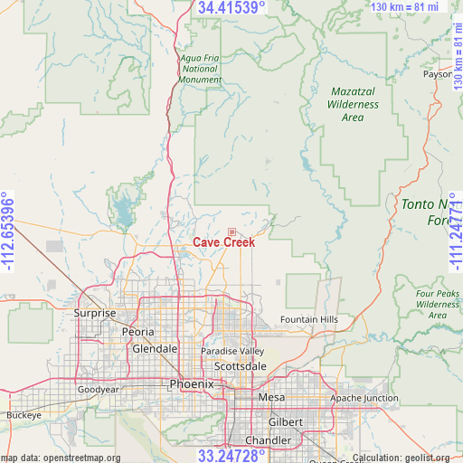 Cave Creek on map