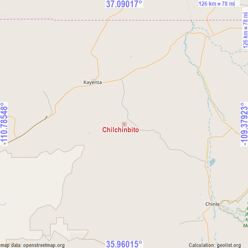Chilchinbito on map