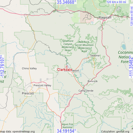 Clarkdale on map