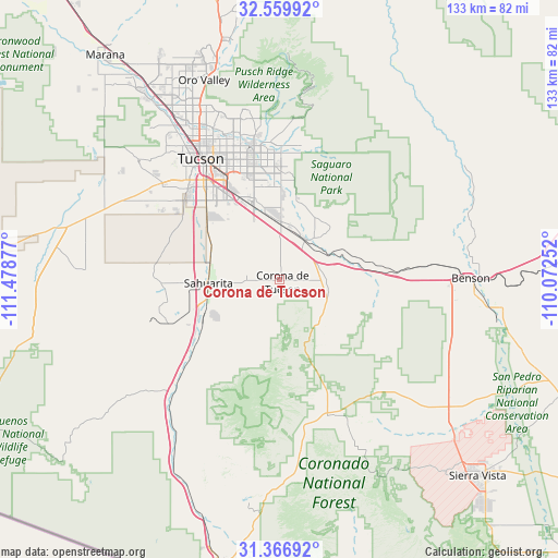 Corona de Tucson on map
