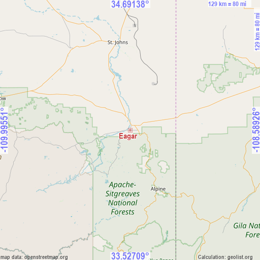 Eagar on map