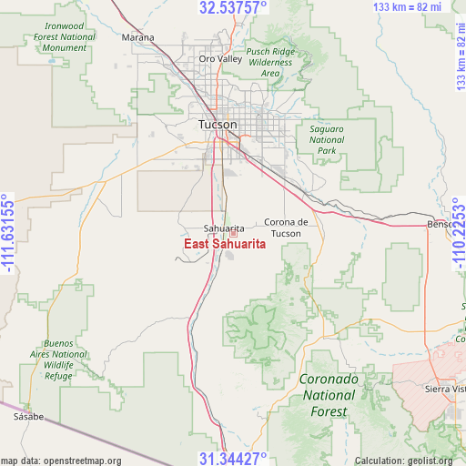 East Sahuarita on map