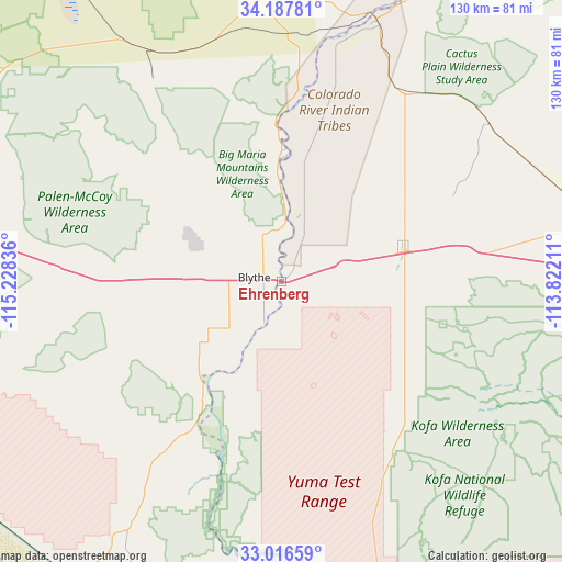 Ehrenberg on map