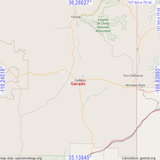 Ganado on map