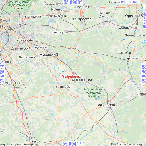 Malyshevo on map
