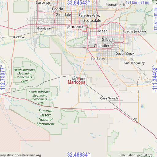 Maricopa on map