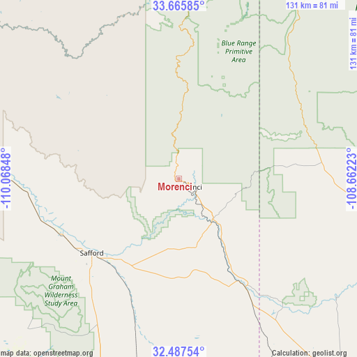 Morenci on map