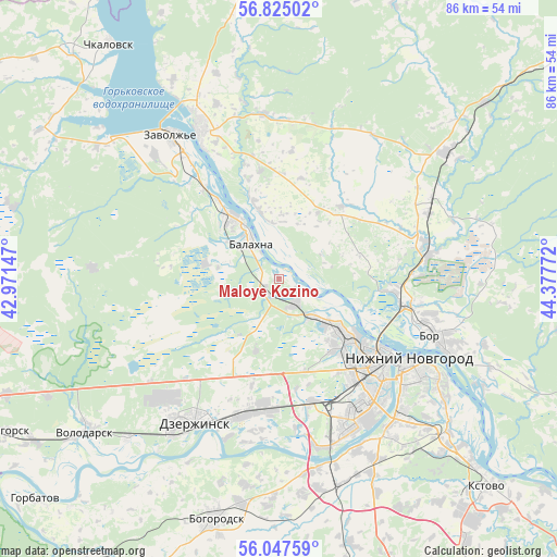 Maloye Kozino on map