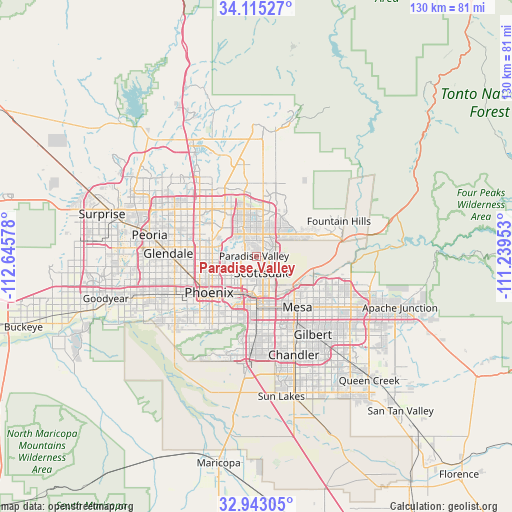 Paradise Valley on map