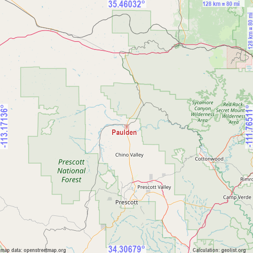 Paulden on map