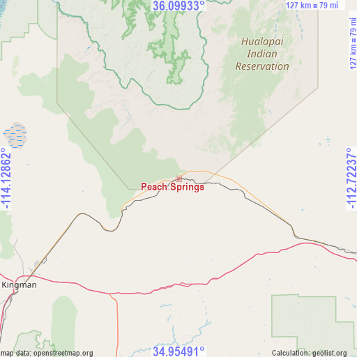 Peach Springs on map