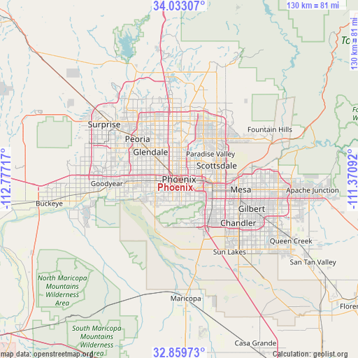 Phoenix on map