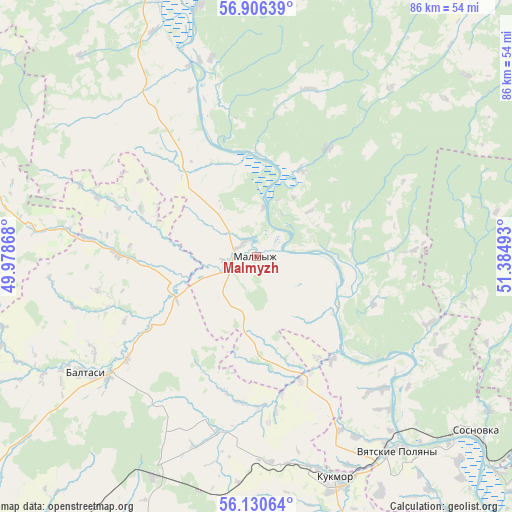 Malmyzh on map