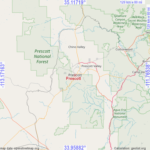 Prescott on map