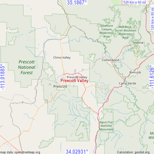 Prescott Valley on map