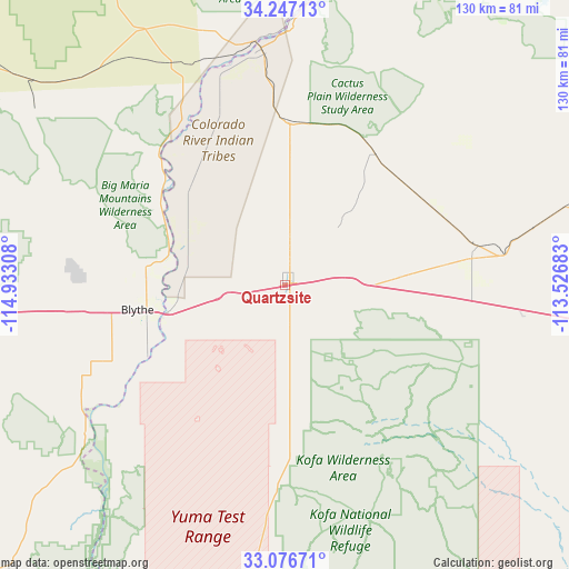 Quartzsite on map