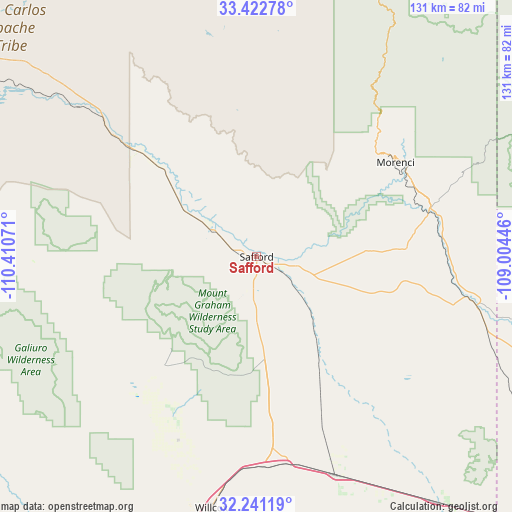 Safford on map