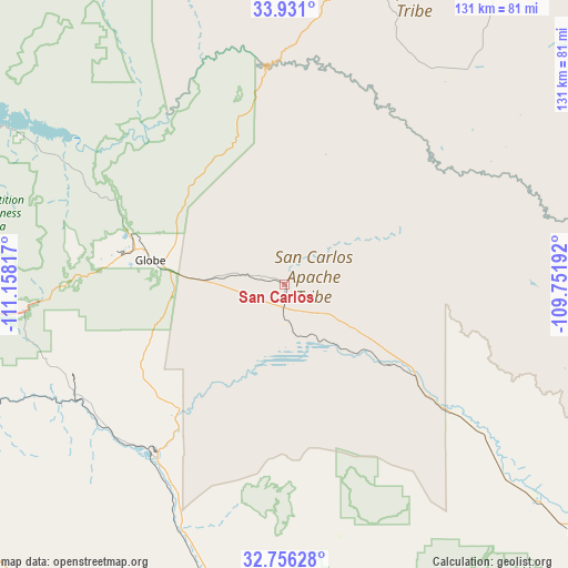 San Carlos on map