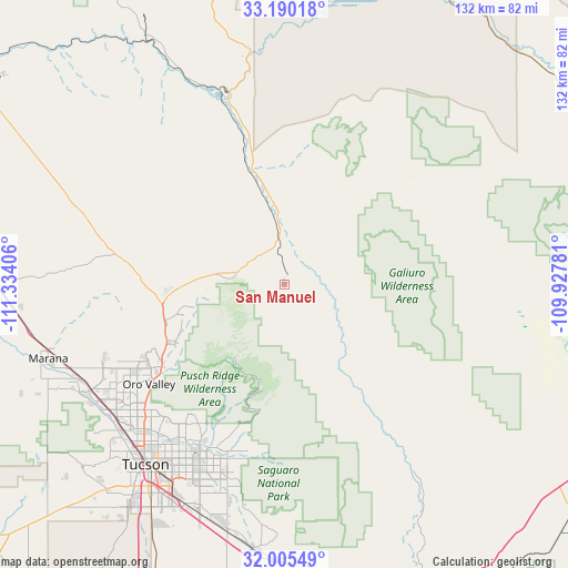 San Manuel on map