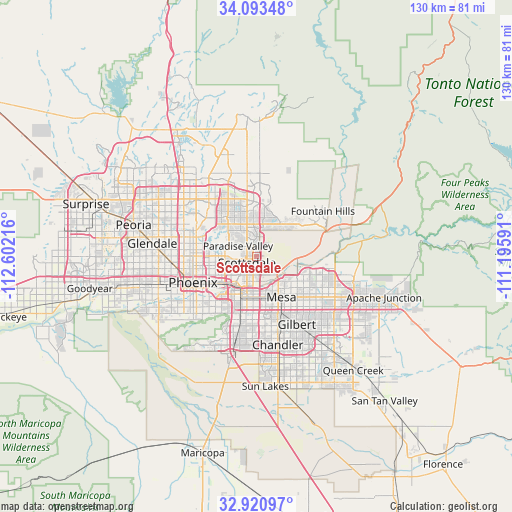Scottsdale on map