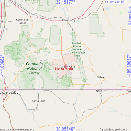 Sierra Vista on map